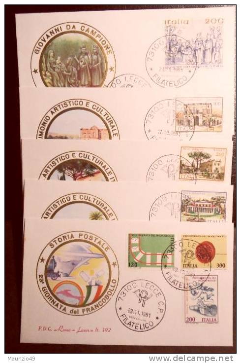 ITALIA - FDC 1981 - 17 OTTOBRE. 21 E 29 NOVEMBRE 1981 - LOTTO 5 BUSTE FDC - Verzamelingen