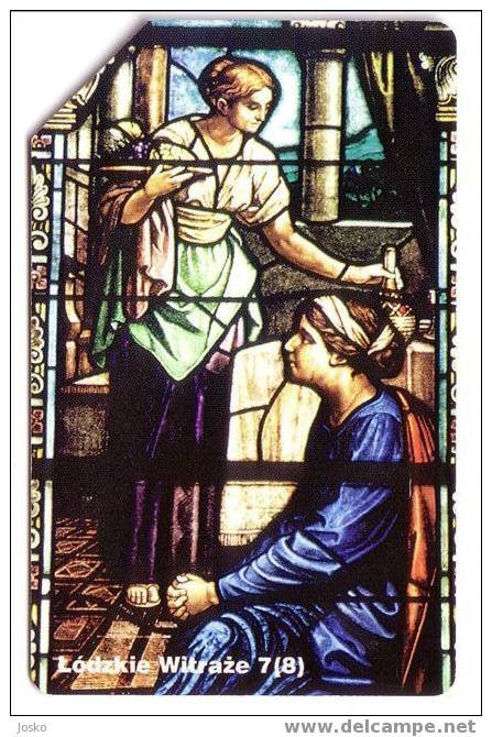 STAINED GLASS # 1 - Polish Old Rare Card * Vitrail Farbiges Glas Vetro Colorato Vidrieras Vitral Painting Paintings - Pologne