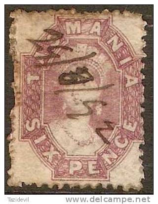 TASMANIA - Used 1864 6d Queen Victoria. Perf 11.5. Scott 32 - Used Stamps