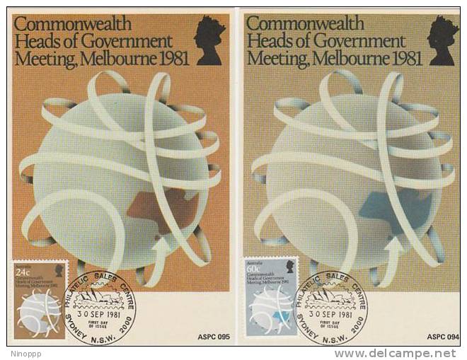 Australia-1981 Commonwealth Heads Of Government Meeting Set 2  Maximum Cards - Maximum Cards