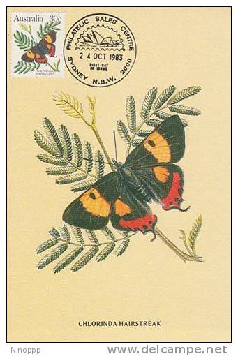 Australia-1983 Butterflies  Chlorinda Hairstreak Maximum Card - Butterflies