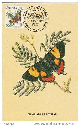 Australia-1983 Butterfly,Chlorinda Hairstreak   Maximum Card - Butterflies