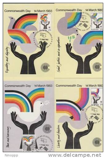 Australia-1983 Commonwealth Day Set 4 Maximum Cards - Maximumkaarten