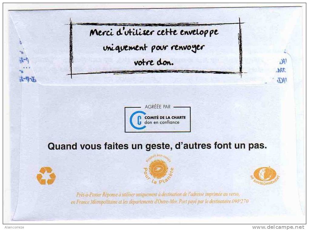 Entier Postal PAP Postreponse Handicap International Rhone Lyon Autorisation 78369 N° Au Dos: 09P270 - PAP: Antwort/Beaujard