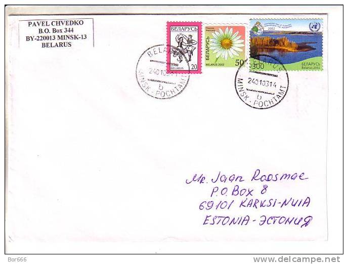 GOOD BELARUS Postal Cover To ESTONIA 2003 - Good Stamped: Flower; Ecotourism - Belarus