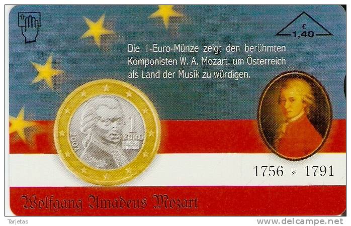 TARJETA DE AUSTRIA DE UNA MONEDA DE 1 EURO (COIN-MONEDA)  DUMMY - Stamps & Coins