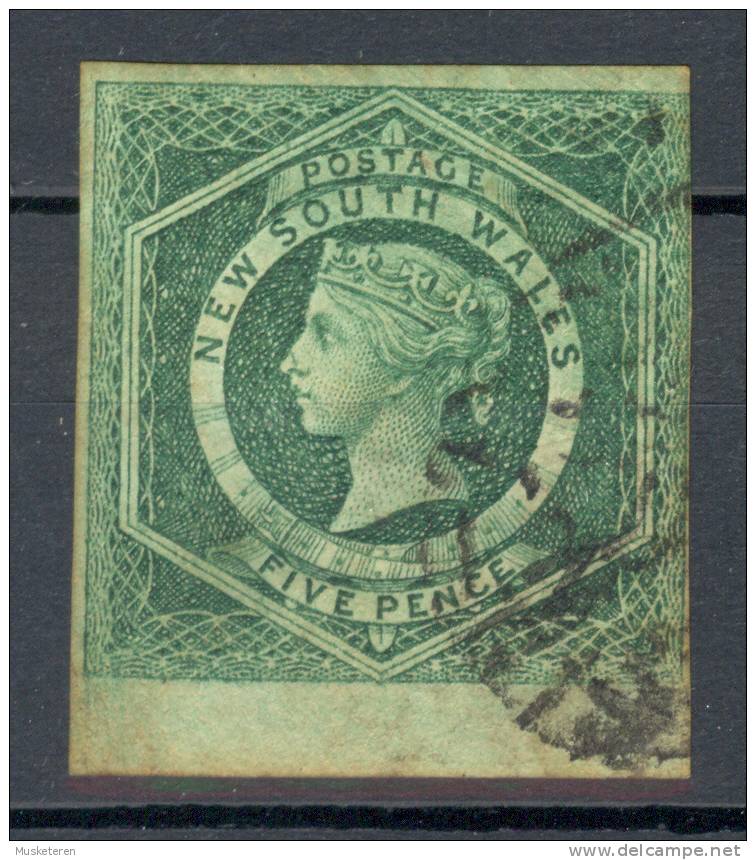 New South Wales 1855 Mi. 16  5 Pence Queen Königin Victoria Wingmark €950,- - Oblitérés