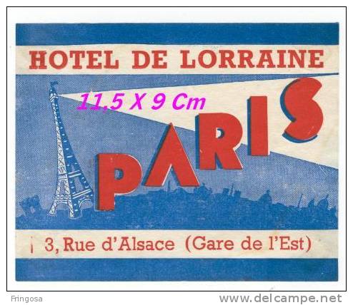 Luggage Label - Hotel De Lorraine - Paris: Caixa # 8 - Etiketten Van Hotels