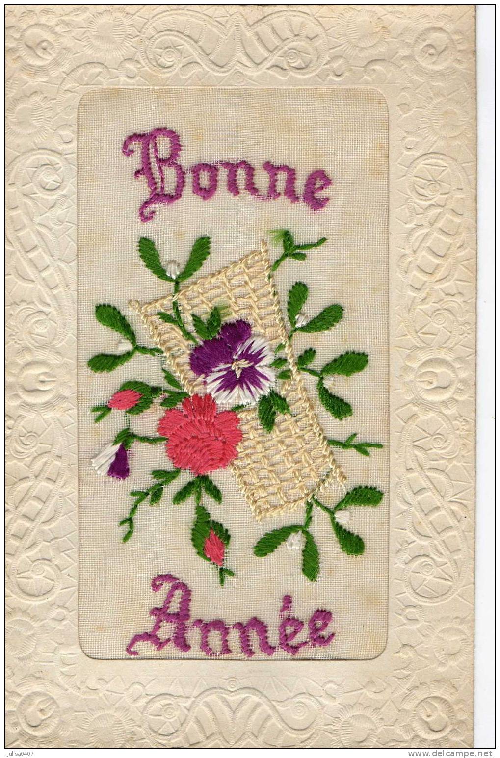 BRODEE Bonne Année Fleurs Gui Hotte - Embroidered