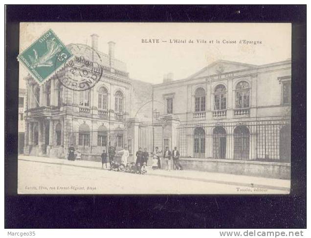 Blaye L'hôtel De Ville & La Caisse D'épargne édit.dando , Tauzin Animée Belle Carte - Blaye