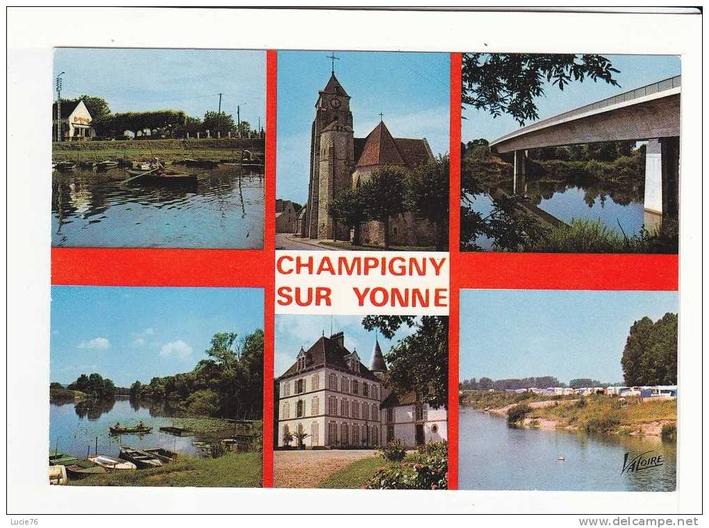 CHAMPIGNY SUR YONNE Et Ses ENVIRONS - 6 Vues :  Auberge "Le Robinson", Eglise St Martin, Nouveau Pont, Yonne à Port .... - Champigny