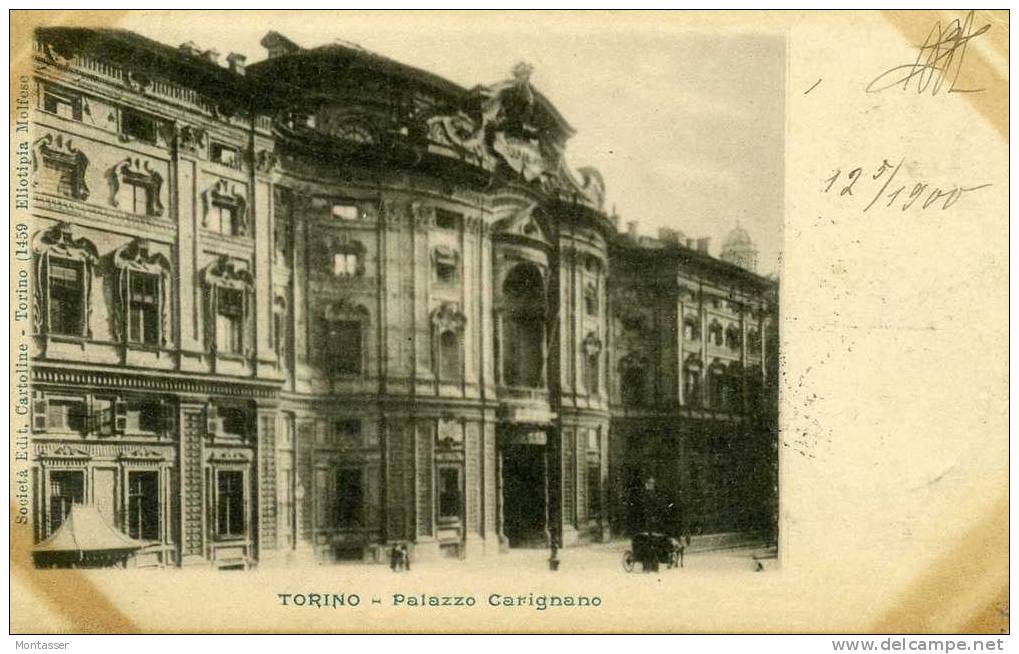 TORINO. Palazzo Carignano. Carrozza. Vg.  C/fr. Da 5 Cent. Per Trieste Nel 1900. - Palazzo Carignano