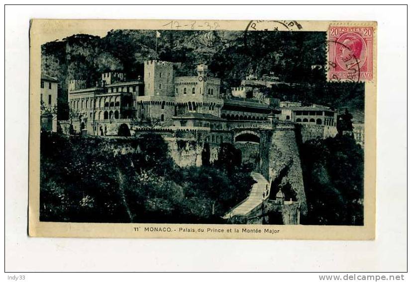 - MONACO . AFFRANCHISSEMENT SIMPLE SUR CP DE 1932   POUR LA FRANCE - Postmarks