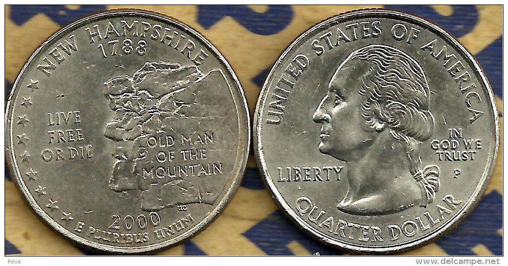 USA UNITED STATES 25 CENTS 1/4$ NEW HAMPSHIRE WRITING FRONT WASHINGTON BACK 2000P READ DESCRIPTION CAREFULLY !!! - 1999-2009: State Quarters