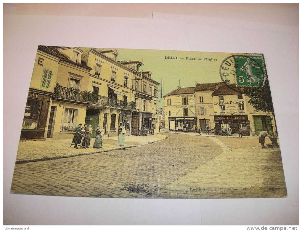 2 Pb - CPA - DEUIL - Place De L´Eglise  - [95] Val D´Oise - Deuil La Barre