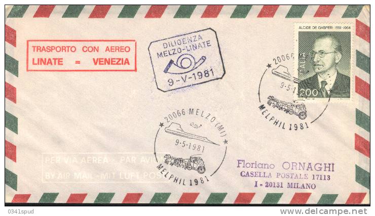 1981 Italia   Melzo Linate  Diligenza Diligence Mail-coach Avion - Stage-Coaches