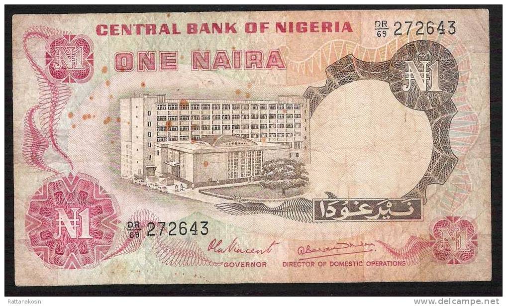 NIGERIA P15d 1  NAIRA 1973  #DR/69 Signature 4    AVF     NO P.h. ! - Nigeria