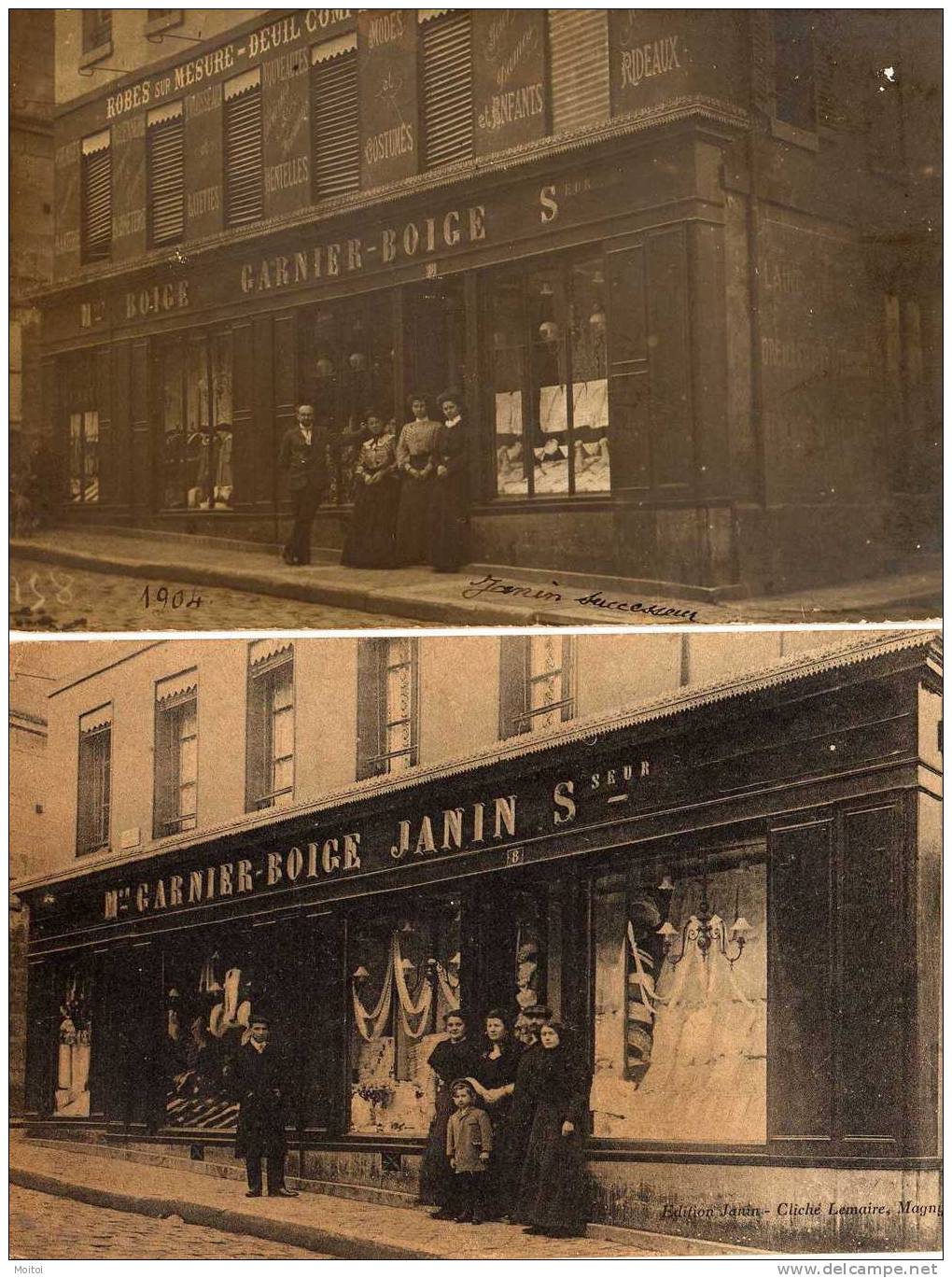 2 TGP MAGASIN Confection En 1904 Et 1910 (1 Cpa Avec Pub+1 Carte Photo) A Magny - Magny En Vexin