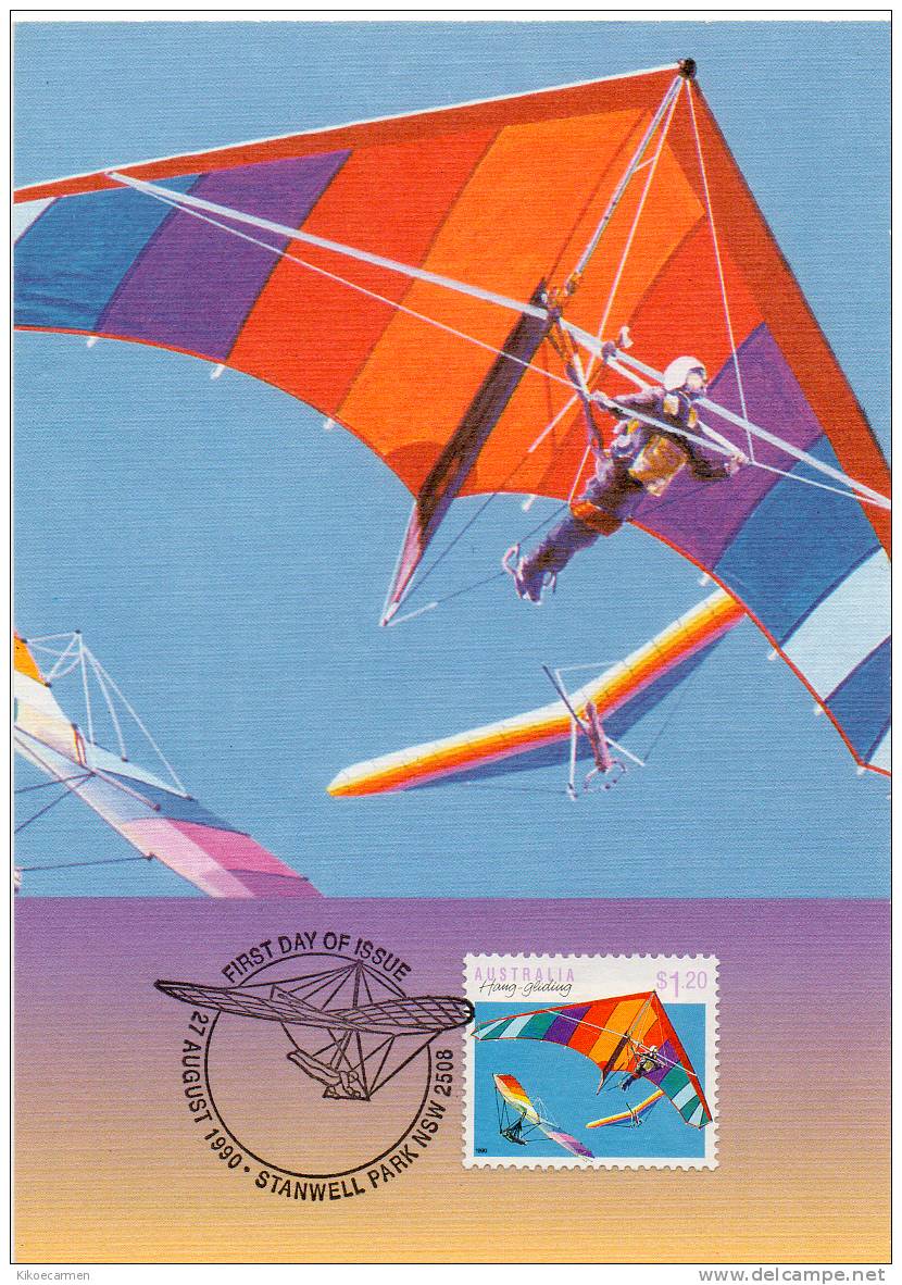 FLIGHT Volo 2scans AUSTRALIA 1990 AIRPLANE Aereo Ultraleggero POSTAL STATIONERY FDC - Postal Stationery