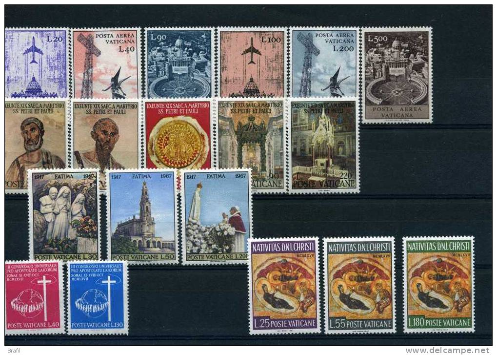 1967 Vaticano Annata Completa 13 Sellos (**) - Ungebraucht