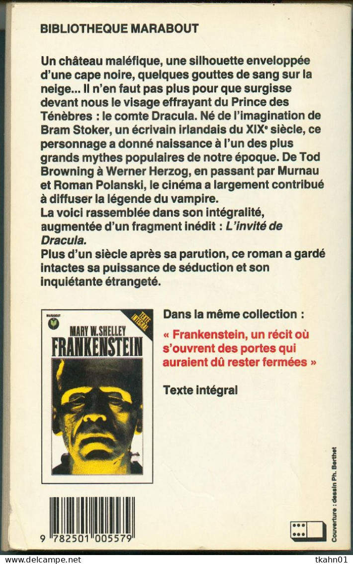 MARABOUT  N° 182  " DRACULA "  BRAM-STOKER  DE 1984 AVEC 506 PAGES - Marabout SF