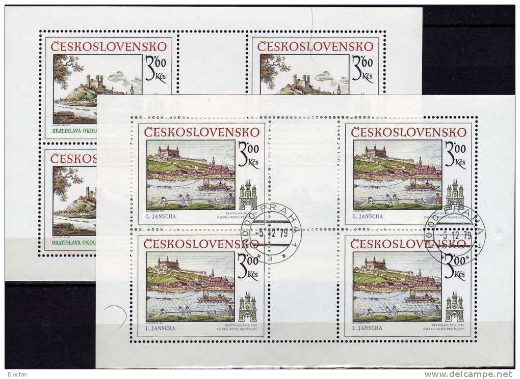 Schiffe Auf Der Donau 1979 CSSR 2539/0+4-Kleinbogen O 18€ Gemälde - Marittimi