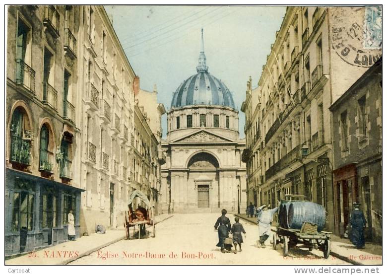 CPA 44 NANTES - Eglise Notre-Dame De Bon-Port ( Version Colorisée Animée De 1906 ) - Nantes