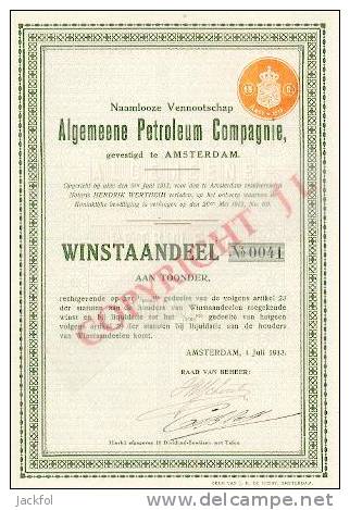 Algemeene Petroleum Compagnie (winstaandeel) - Aardolie