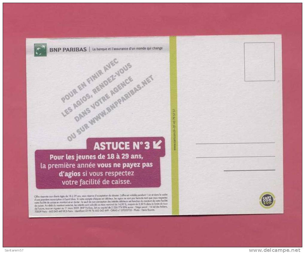 Carte Postale Publicitaire Advertising Postcard ADIOS LES AGIOS BNP PARIBAS FRANCE - Banken