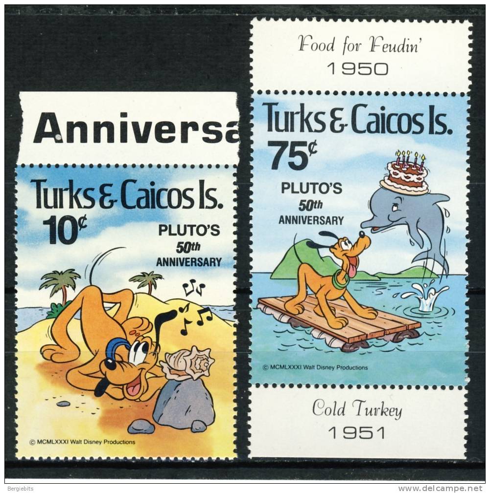 1981 Turks & Caicos Islands  MNH Complete Set " GOOFY"  50th Anniversary Walt Disney Cartoon Characters - Turks & Caicos