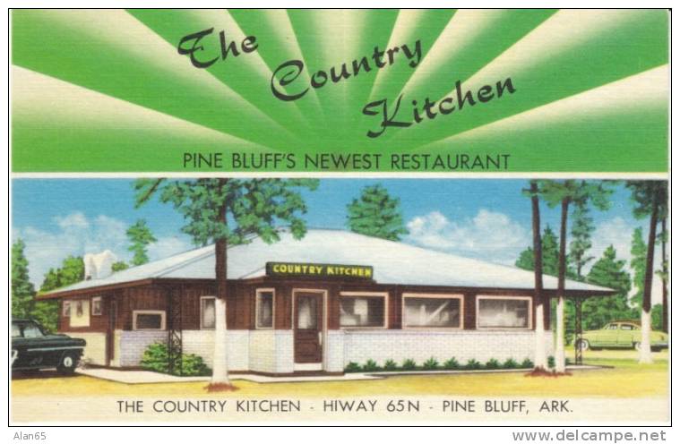 Pine Bluff Arkansas, Country Kitchen Restaurant On C1950s Vintage Linen Postcard - Pine Bluff