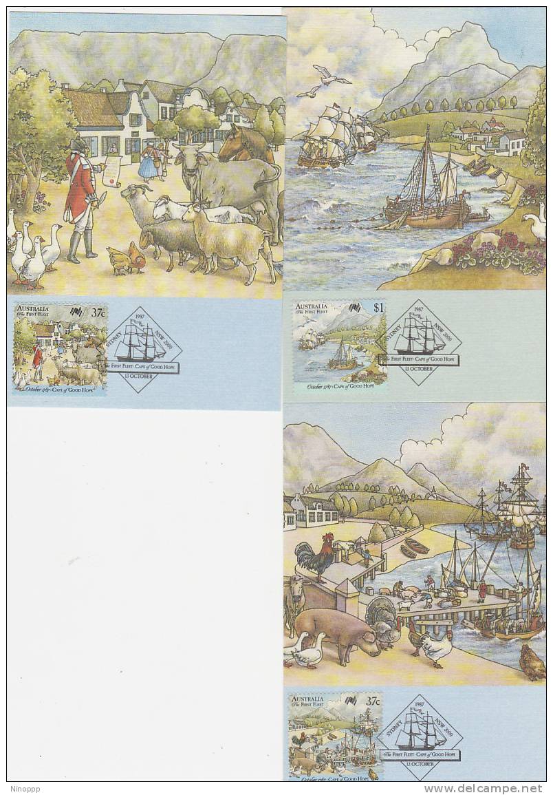 Australia-1987 First Fleet -Cape Of Good Hope Set    Maximum Cards - Cartas Máxima