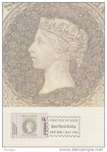 Australia-1990 150th Anniversary Stamp-South Australia 1- Queen Maximum Card - Maximumkaarten