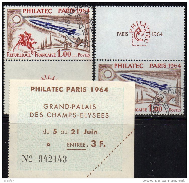 Raketen EXPO Philatelec 1964 Frankreich 2x1480 Zf O / U Plus EK O 54€ Postreiter Funkturm Philatelic Se-tenant Of France - Europe