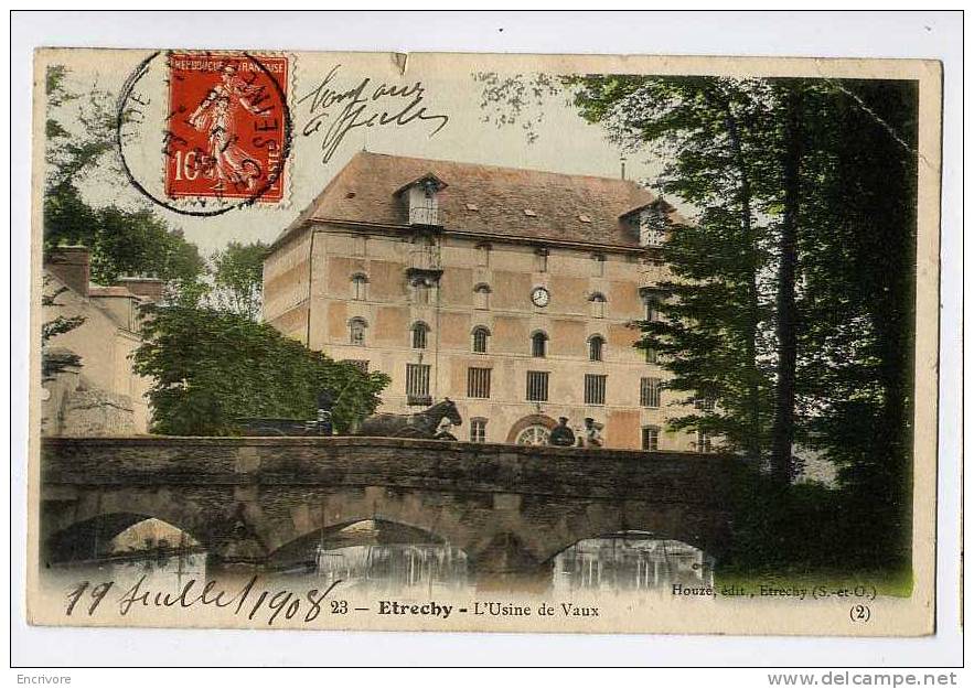 Cpa ETRECHY Usine De Vaux - Cheval Sur Le Pont - Ed Houze 23 - Etrechy