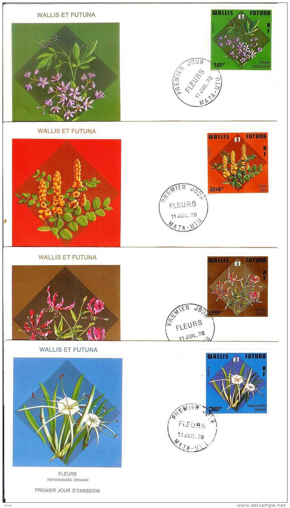 FDC 573  WALLIS Et FUTUNA N° 213 à 216  FLEURS - FLORE - FDC