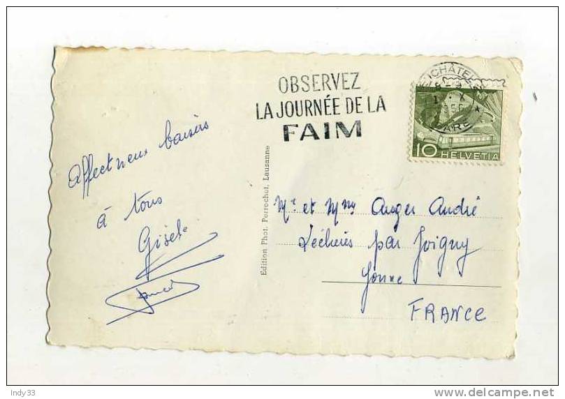 - SUISSE . AFFRANCHISSEMENT SIMPLE SUR CP DE 1956 POUR LA FRANCE - Covers & Documents