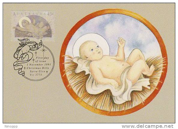 Australia-1991 Christmas 43c  The Nativity   Maximum Card - Christmas