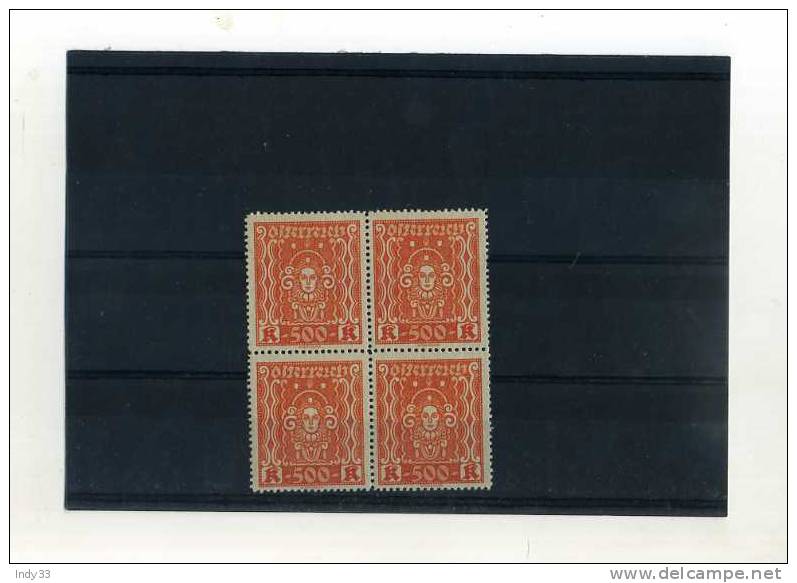 - AUTRICHE 1ERE REPUBLIQUE . BLOC DE 4 . 500K - Unused Stamps