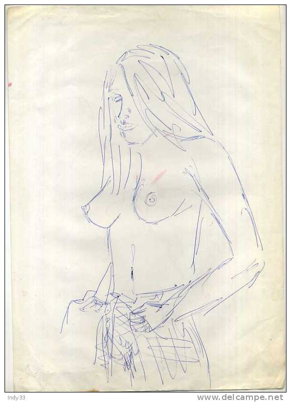 - BUSTE FEMININ . DESSIN AU STYLO DE SYLVAIN GEORGES . - Dessins