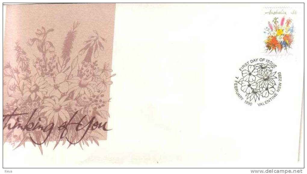 AUSTRALIA  FDC THINKING OF YOU  FLAWER  41CENTS STAMP   DATED 7-02-1990 CTO SG? READ DESCRIPTION !! - Cartas & Documentos