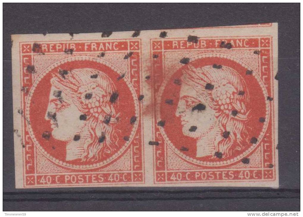 Lot N°9219    Paire Du N°5b Orange Foncé, Oblit Points En Oblique (64) - 1849-1850 Ceres