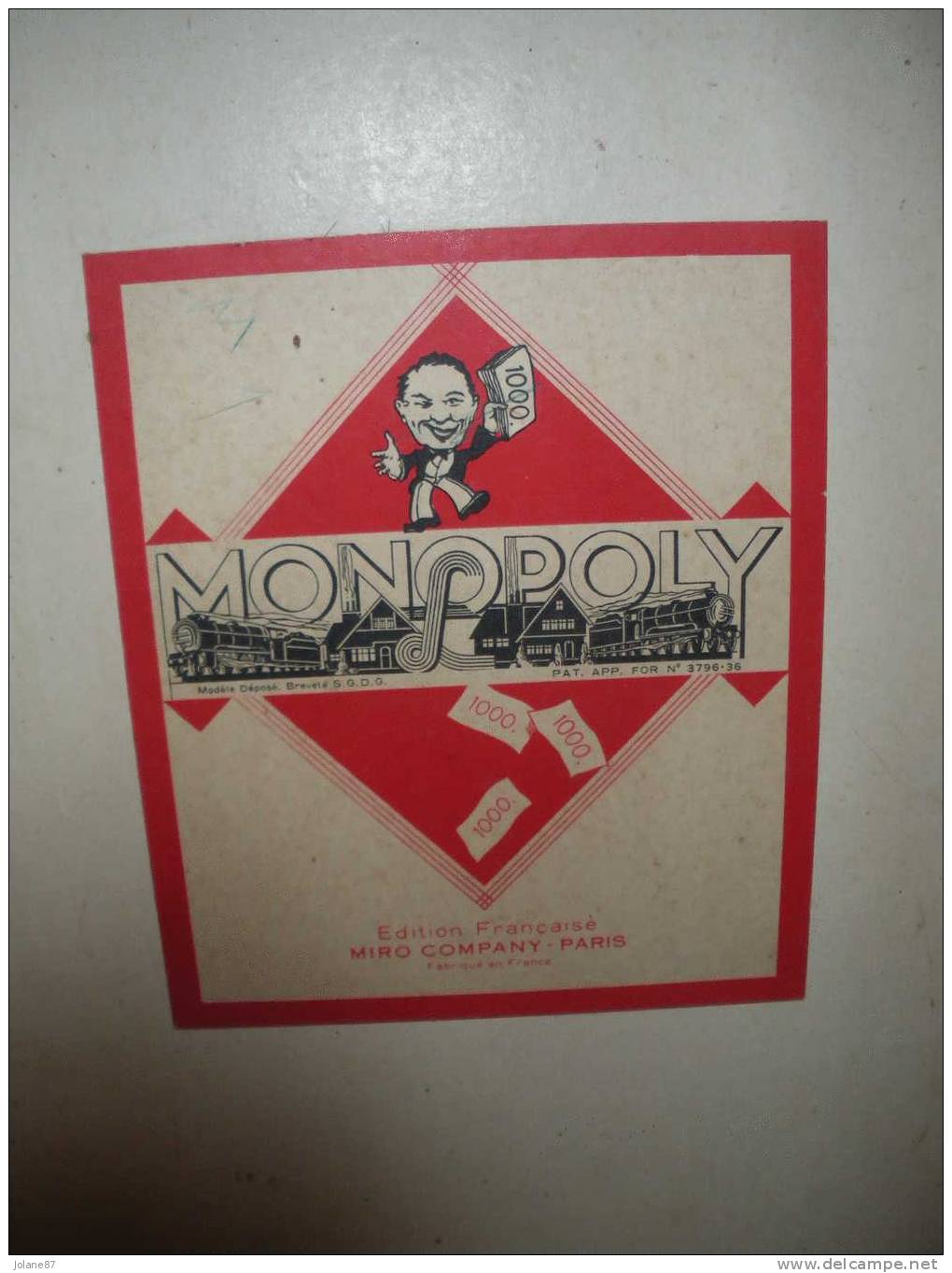 MONOPOLY     -       ANNEES 50     -      TRES BON ETAT - Other & Unclassified