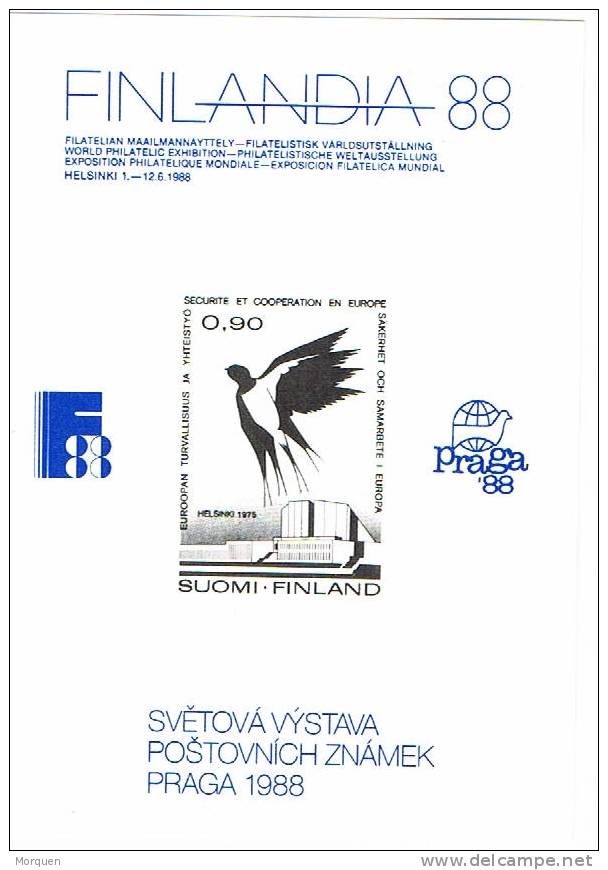 Hojita Finlandia 1988. Exposicion Praga. Praha, Proof, Prueba ** - Ensayos & Reimpresiones