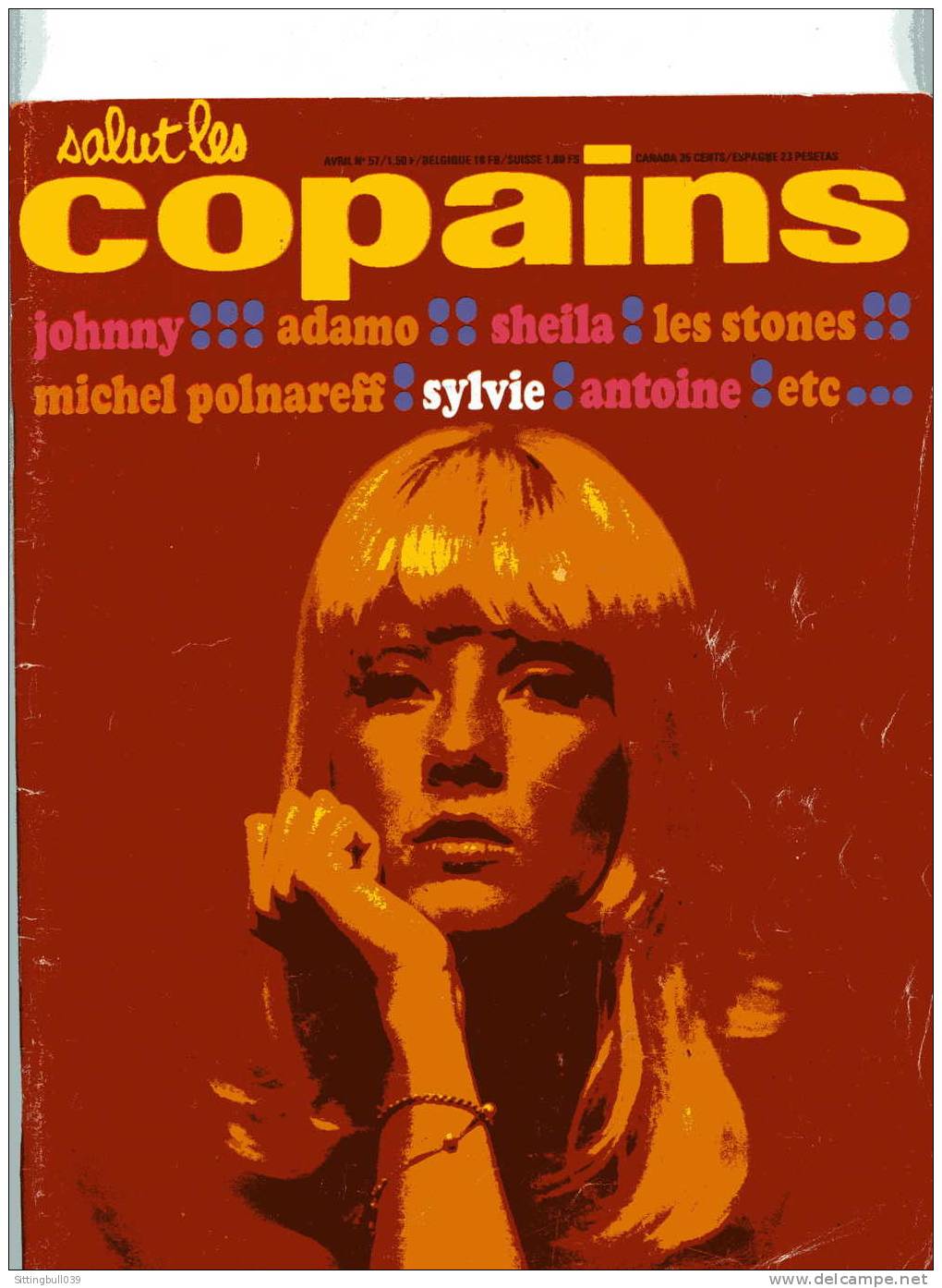 SALUT LES COPAINS N° 57 (SLC). AVRIL 1967. SYLVIE VARTAN, JOHNNY, LES STONES, GOSCINNY, Etc. SUPERBES PHOTOS. - Musique