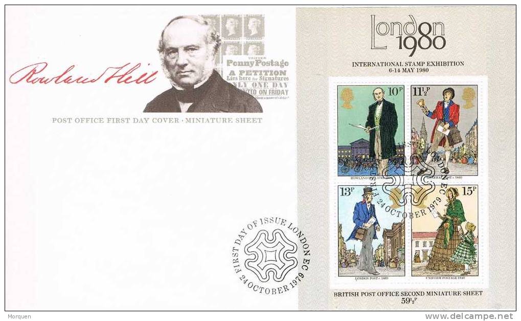 F.D.C. Gran Bretaña. LONDON 1980.  Rowland Hill - 1971-1980 Decimal Issues