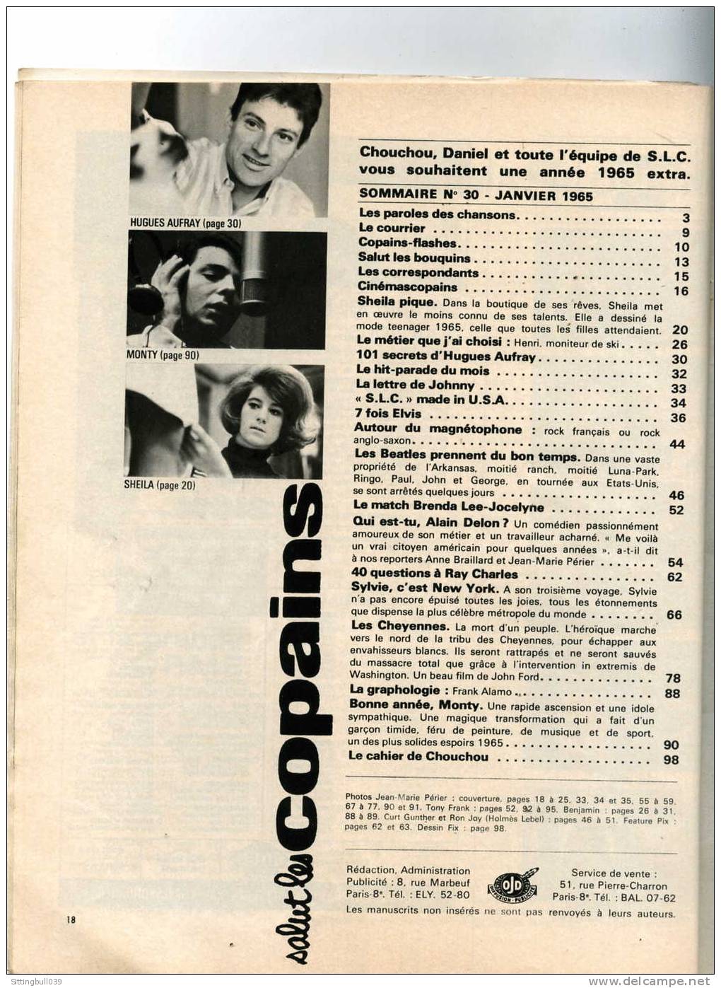 SALUT LES COPAINS N° 30 (SLC) JANV. 1965. SYLVIE VARTAN, LES BEATLES, ELVIS, ALAIN DELON, Etc. SUPERBES PHOTOS. - Muziek
