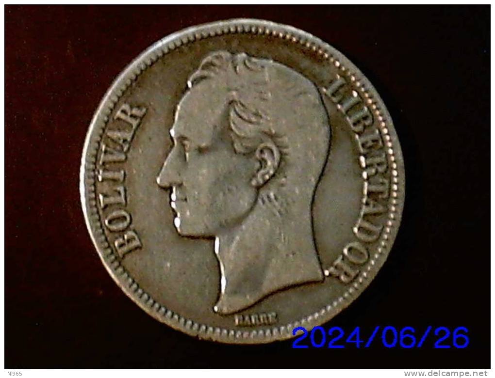 ESTADOS UNIDOS DE VENEZUELA  - 5 BOLIVAR - ANNO 1929 -    ARGENTO  ( SILVER ) - Venezuela