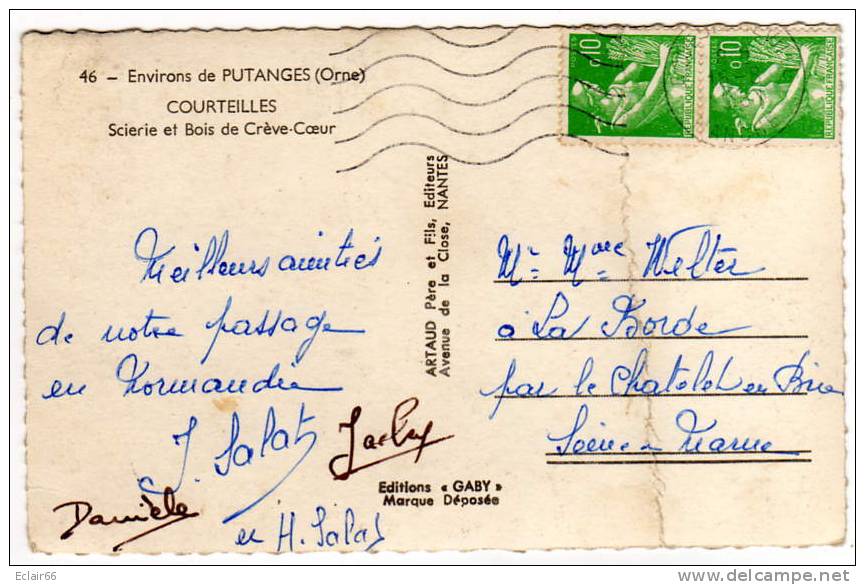 61 )) COURTEILLES (environs De Putanges), La Scierie De Crève Coeur,CPSM  Année1961 EDIT  ARTAUD - Putanges