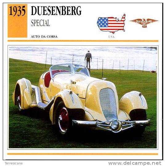 CARS CARD FICHE TECNICO STORICA DUESENBERG SPECIAL - Voitures